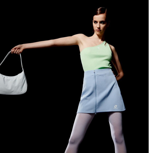 NWT LOTTO X ZARA One Shoulder Top Sz Medium Mint Lime - Picture 3 of 8